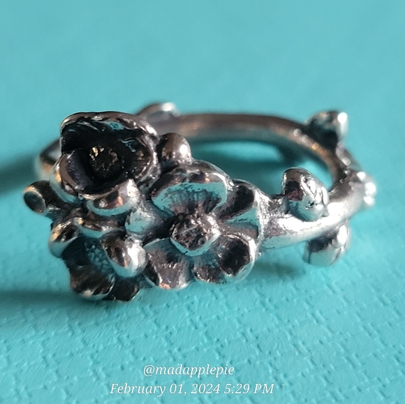 Sterling Silver Spoon Ring Forget Me Not Flower Designer #100 - Picture 8 of 13